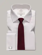 Hawes & Curtis Non-Iron White Fabric Interest Slim Shirt | Double Cuff Size: 18" collar, 38" sleeve