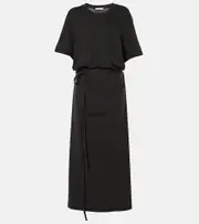 [Lemaire] Lemaire Belted cotton jersey midi dress UK 16 black