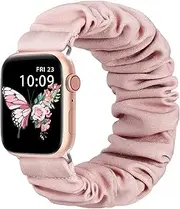 Scrunchie Bands Compatible with Apple Watch Band 40mm 41mm 38mm 44mm 42mm 45mm for Women,Cloth Cute Printed Elastic Solo Loop iWatch Bands Wristband Strap for iWatch SE Series 9 8 7 6 5 4 3 2 1