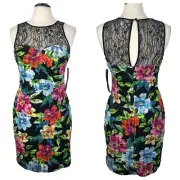 NEW Aidan Mattox Textured Floral Lacy Cocktail Party Sheath Dress Women's Size 6