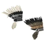 Indian Hat Men Women Headpiece Feather Headdress for Halloween