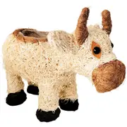 Urban Products HUSK Cow Themed Home Decor Planter Pot Box Natural 36cm