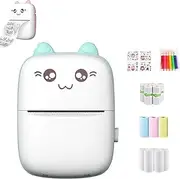 Mini Bluetooth Thermal Printer - Fun & Easy Wireless Printing,Mini Pocket Sticker Printer Wireless,Mini Sticker Printer,Inkless Mini Photo Printer,Wireless Mini Inkless Photo Printer (Green)