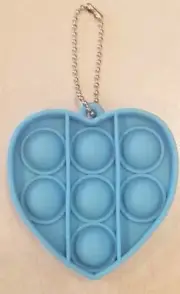 Blue Heart Silicone Sensory Fidget Bubble Popper Keychain Backpack Accessory