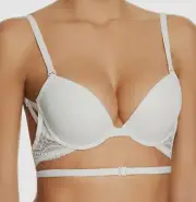 $120 Simone Perele Women's White Lace Eden Backless Convertible Bra Size 1/XS
