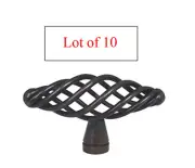 Lot of 10 Oil Rubbed Bronze Birdcage Kitchen Cabinet Knobs 60MM Pulls
