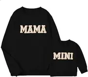 [Winioder] Mommy and Me Matching Outfits Letter Print Crewneck Pullover Sweatshirt Long Sleeve Shirt Tops Baby Clothes