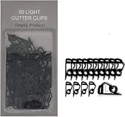 Simply Products 50 Gutter Hooks for Hanging Outdoor Christmas Xmas String Lights / Rope Lights Gutter Clips (Black)
