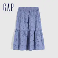 在飛比找蝦皮商城優惠-Gap 女裝 文藝鏤空刺繡長裙-藍紫色(681226)