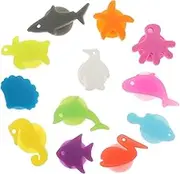 BRIGHTFUFU 12pcs Wine Glass Charms Silicone Drink Markers Creative Fish Shapes for Dinnerware Set Decor Random