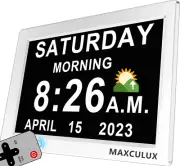 【Upgraded】Digtal Clock with Voice-Talking Day and Date for Seniors, 19 Alarms