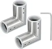 uxcell Window Corner Curtain Rod Connector, 2 Pcs 90° Curtain Rod Corner Connector Hinged Elbow Connector with Screwdriver for 1 Inch Bay Window Curtain Rod, Silver