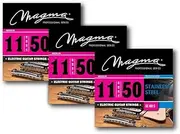 Magma Electric Guitar Strings - Medium Stainless Steel Electric Guitar Strings .011" - .050" (11-50 gauge) - GE160S - 3 Sets
