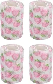Vet Wrap Bandage Self Adhesive Nonwoven Elastic Vet Tape Wrap for Animals 7.5 Centimeter Width 4pcs Random Pattern and Color