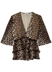 Ganni Leopard-print Georgette top - 36 (UK8 / S) 36 (UK8 / S)