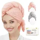 Microfiber Hair Towel Wrap for Women/MenPack of 2 Hair Wrap Towels for Curly ...