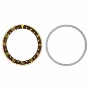 Bezel & Insert Kit For Rolex GMT 18KY Real Gold 16750 16753 16758 Brown