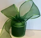 Offray Arabesque Wired Ribbon Sheer Satin Edge Green W 3 Inches 5 Yards