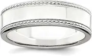 [JewelryWeb] 925 Sterling Silver Solid Polished Engravable 6mm Design Edge Band Ring Jewelry Gifts for Women - Ring Size Options Range: H to X