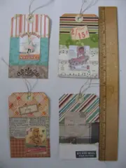 4 Handmade Tags Scrapbook Junk Journal Ephemera C