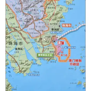 【熱賣精選】【包郵】2021版粵港澳大灣區城市群 免粘貼帶繩掛圖廣東香港澳門掛圖1.4*1米廣東省行政香港澳門廣州深圳