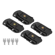 Suitcase Lock Hasp 2.64"x1.34", 4Pcs Iron Toggle Catch Latch with Key,Black
