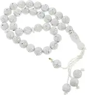 [KESYOO] Muslim Prayer Beads 33 Rosary Beads Bracelet Chain Eid Mubarak Diamond Rosary Beads Islam Chanting Meditation Worry String Beads White