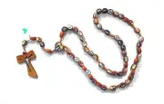 Irish J. C Walsh & Sons, Dublin, Ireland WOOD SAINTS ROSARY #W713