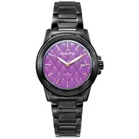 在飛比找PChome24h購物優惠-GOTO 法式時尚菱紋腕錶-黑x紫
