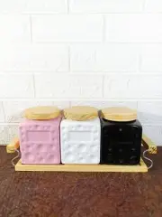 Gorgeous Multicolor Spice Jar and Rack (Set of 3) Kitchen Storage & Organization
