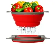 Ultimate Kitchen Strainers Set of 2 - Collapsible Silicone Colanders For Easy...