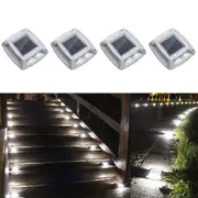 White-4PCS Solar Driveway Lights Deck Pathway Lights Dock LED Light Safety Light