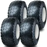 Set 4 Wolf Pack 18X8.50-8 6ply on 8X7 4-4.0 White Solid Wheel Golf Cart Tires
