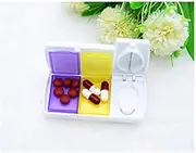 Pill Cutter Tablet Splitter Medicine Case Pill Box Portable Pill Box (White)