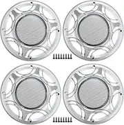 X AUTOHAUX 8" Car Speaker Grills Cover Mesh Round 8 Inch Audio Speaker Subwoofer Guard Protector Case with Mounting Screws Iron Silver Tone - Pack of 4