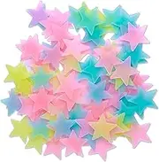 Colorful Glow in The Dark Luminous Stars 100 Pieces Stars for Ceiling Decorations Fluorescent Noctilucent Plastic Wall Stickers Murals Decals for Home Art Bedroom Decor