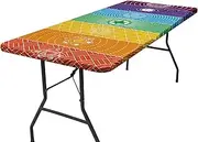 Outdoor Picnic Table,Fitted Waterproof Wipeable Table - Windproof Camping Accessories Tablecloth Flannel Backing for Carnivals