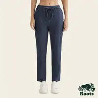 在飛比找momo購物網優惠-【Roots】Roots女裝- 彈性縮口單寧長褲(軍藍色)