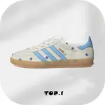 TOP1- АDIDаS GAZELLE INDOOR LIGHT BLUE 男女德訓鞋 刺繡小花 麂皮 IF4491