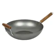 Flat Bottom Carbon Steel Wok Stir Fry Pan 35cm