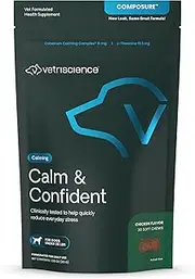 VETRISCIENCE Composure Calming Treats for Small Dogs Dealing with Anxiety, Separation Stress, Noise, Thunder and Barking - Yummy Flavored Chews Pets Love, 30 Chews