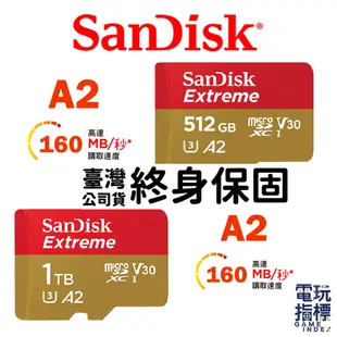 【電玩指標】十倍蝦幣 SanDisk Extreme 512G 1T 1024G 任天堂 SD記憶卡 A1 A2