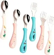 TOKIDNY Toddler Eating Fork Spoon Set Kids Silverware Toddler Cutlery Set Portable Easy to Clean
