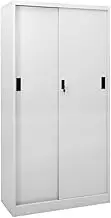 vidaXL Light Grey Steel Office Cabinet - Spacious, Adjustable Shelves and Sliding Door Design, Secure Locking System - Dimensions: 90x40x180 cm