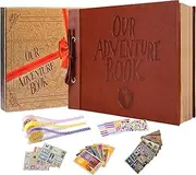 Our Adventure Book Handcrafted 11.92 x 7.62" Leather-Bound Scrapbook with 80 Pages, Embossed Lettering, Inspired by 'Up', Ideal for Photos, Weddings&Travel Memories Gift Box Included (Leather Book)