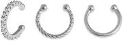 [JTC LTD] 3-Piece C-Shaped Ear Cuff Set for Women – No Piercing Required | Gold & Silver Crystal Clip-On Ear Wraps | Fashion Stackable Jewellery