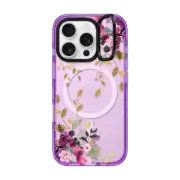 iPhone 16 Pro Impact Ring Stand Case MagSafe Compatible FLOWER & GOLD