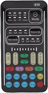 Generic Portable Voice Changer, Mini Sound Card with Earphones, 3.5mm Interface Multiple Modes, Live Broadcast Voice Disguiser Sound Board for Phone Tablet Laptop PC Games Recording