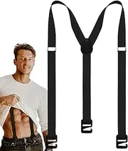 [Generic] Mens Suspenders for Jeans - Clip on Suspenders for Men | Adjustable Strong Clips Y-Back Elastic Straps for Hiking Work