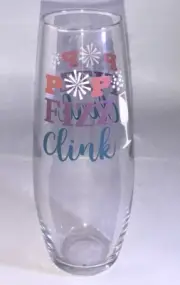 “Pop Fizz Clink” Cristar Champagne Clear Glass Flute Glass 9.6oz-NEW-SHIP 24HRS